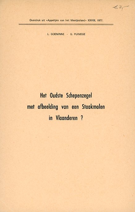 BB OV 009 Het oudste schepenzegel met afbeelding van een staakmolen in Vlaanderen (1977)